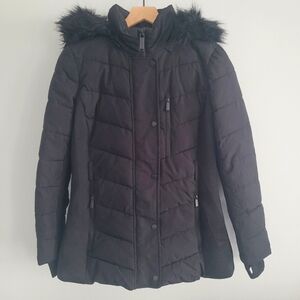 London Fog Jacket Fur Trim Hooded Coat